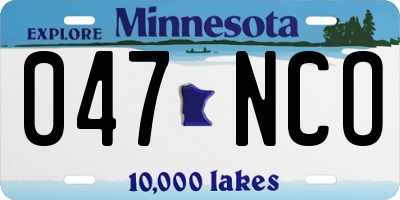 MN license plate 047NCO