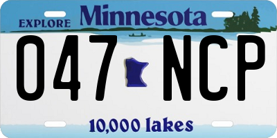 MN license plate 047NCP