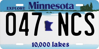 MN license plate 047NCS