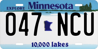 MN license plate 047NCU