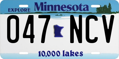 MN license plate 047NCV