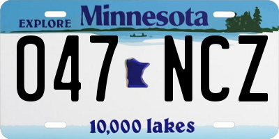 MN license plate 047NCZ