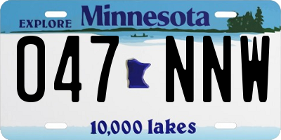 MN license plate 047NNW