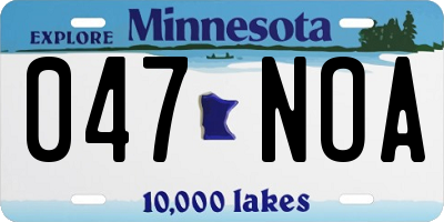 MN license plate 047NOA