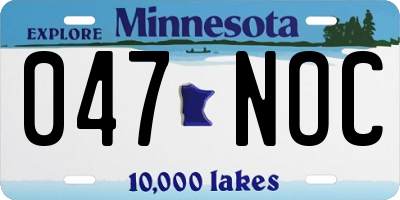 MN license plate 047NOC