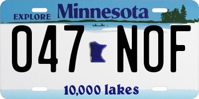 MN license plate 047NOF