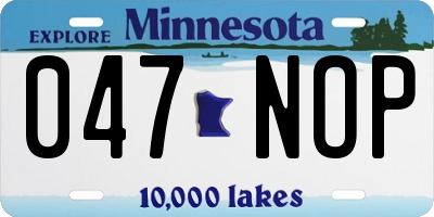 MN license plate 047NOP