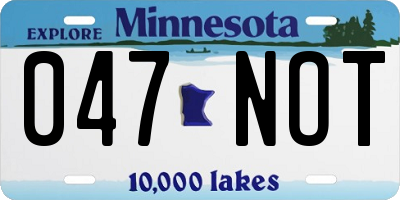 MN license plate 047NOT
