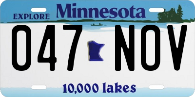 MN license plate 047NOV