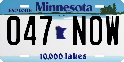 MN license plate 047NOW