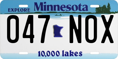 MN license plate 047NOX