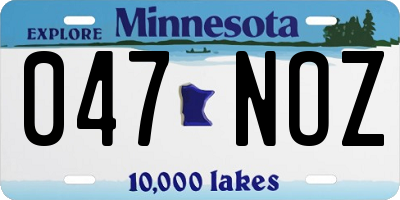 MN license plate 047NOZ