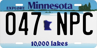 MN license plate 047NPC