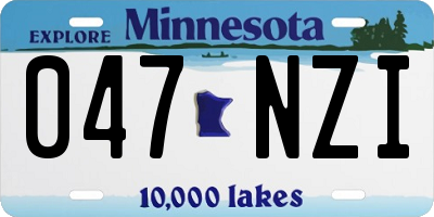 MN license plate 047NZI