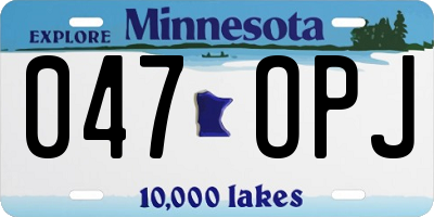 MN license plate 047OPJ