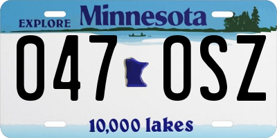 MN license plate 047OSZ