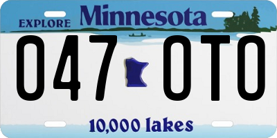 MN license plate 047OTO