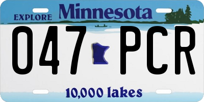 MN license plate 047PCR