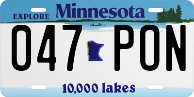 MN license plate 047PON
