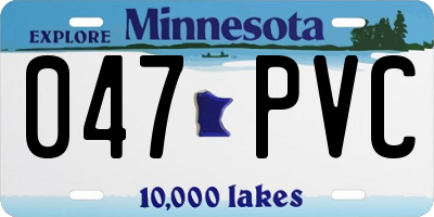 MN license plate 047PVC