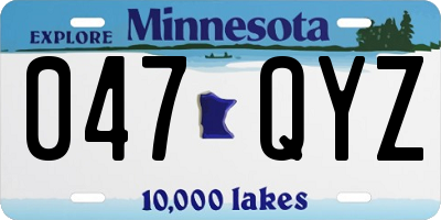 MN license plate 047QYZ