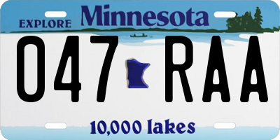 MN license plate 047RAA