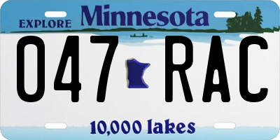 MN license plate 047RAC