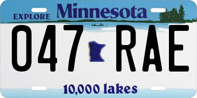 MN license plate 047RAE