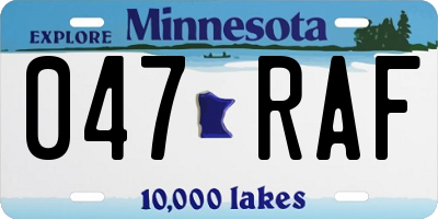 MN license plate 047RAF
