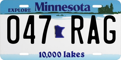 MN license plate 047RAG