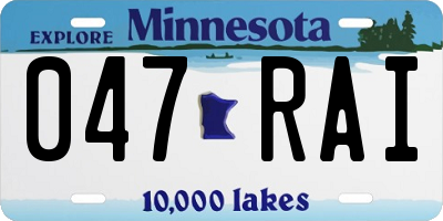 MN license plate 047RAI