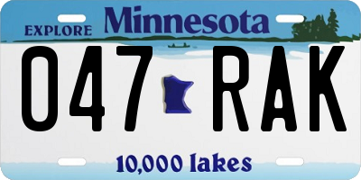 MN license plate 047RAK