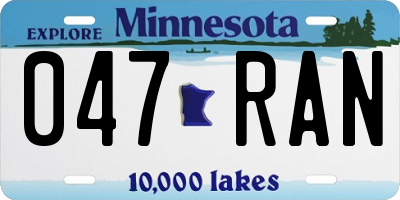 MN license plate 047RAN