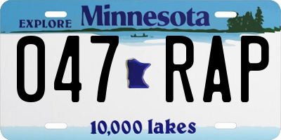 MN license plate 047RAP