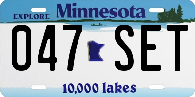 MN license plate 047SET
