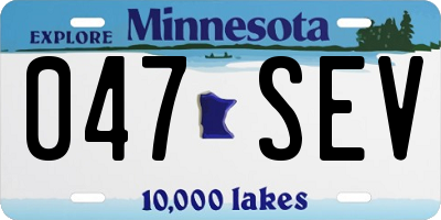 MN license plate 047SEV