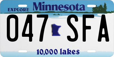MN license plate 047SFA