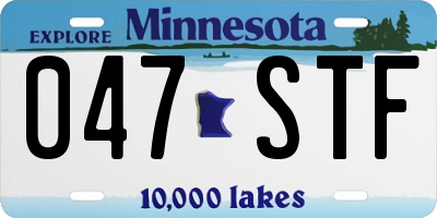 MN license plate 047STF