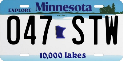 MN license plate 047STW