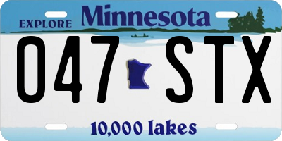 MN license plate 047STX