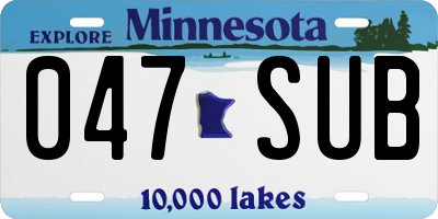 MN license plate 047SUB