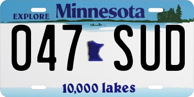 MN license plate 047SUD