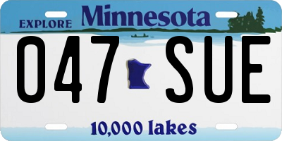 MN license plate 047SUE