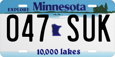 MN license plate 047SUK