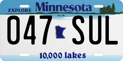 MN license plate 047SUL