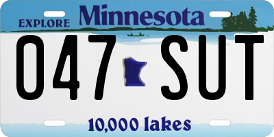 MN license plate 047SUT