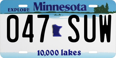 MN license plate 047SUW