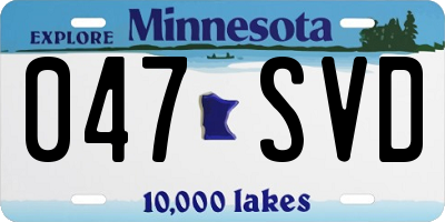 MN license plate 047SVD