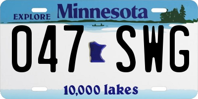 MN license plate 047SWG