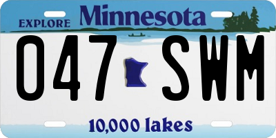 MN license plate 047SWM